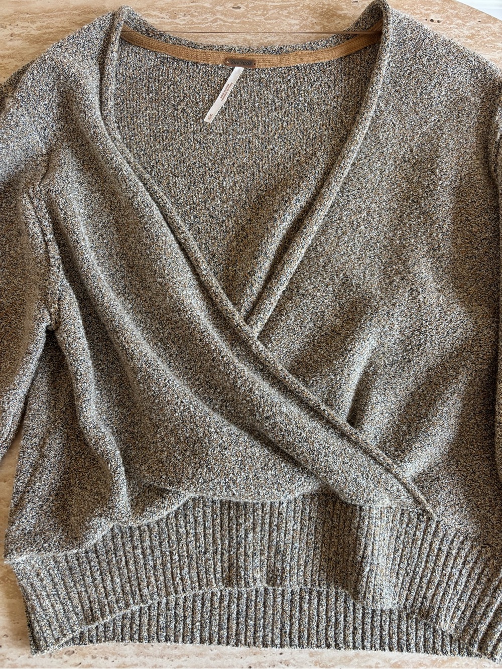 Free People Going For The Gold Top Wrap Sweater in Size Medium - Picture 5 of 7